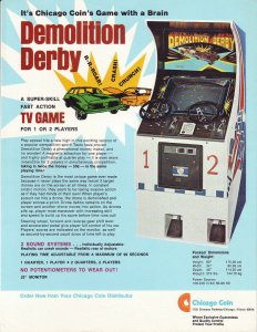 DEMOLITION DERBY ORIGINAL VIDEO ARCADE GAME NOS FLYER CHICAGO COIN Retro Vintage