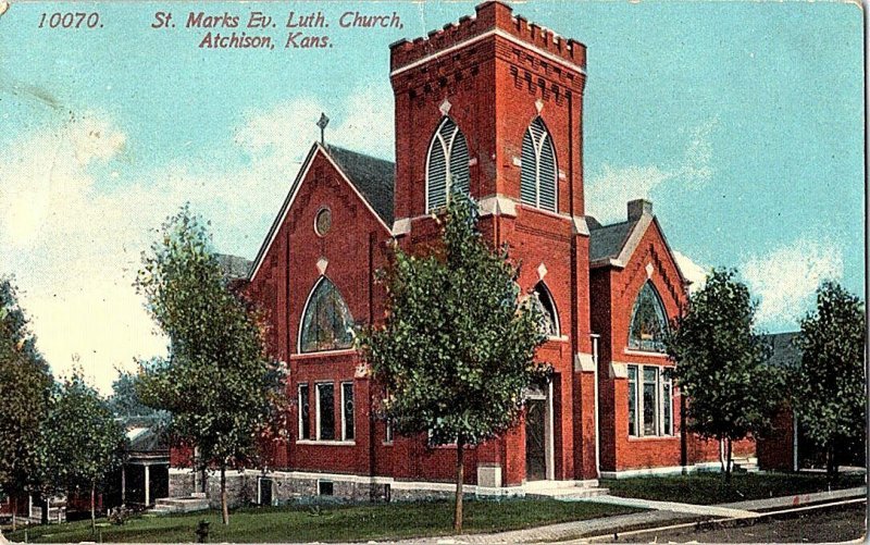 St. Marks Ev. Luth. Church Atchison Kansas Vintage Postcard Standard View Card