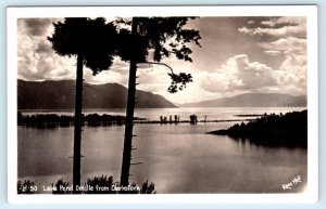 RPPC LAKE PEND OREILLE, Idaho ID ~ View from CLARK FORK 1940s Ross Hall Postcard 