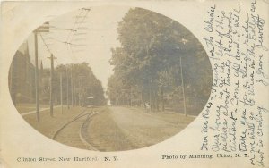 Postcard RPPC New York New Hartford Clifton Street Trolley Tracks 1907 23-10043