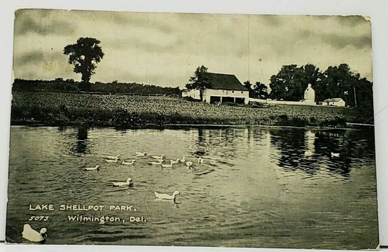 Delaware Lake Shellpot Park Wilmington Ducks Pond 1907 to S Keyport Postcard I9