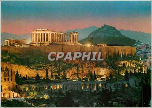 Postcard Modern Athens Acropolis at night