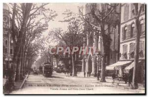 Postcard Old Nice Avenue of Victory Church of Our Lady Tram