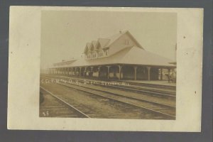 Spooner WISCONSIN RPPC c1905 DEPOT Train Station C. ST. P. M. & O. RR CStPM&O RY