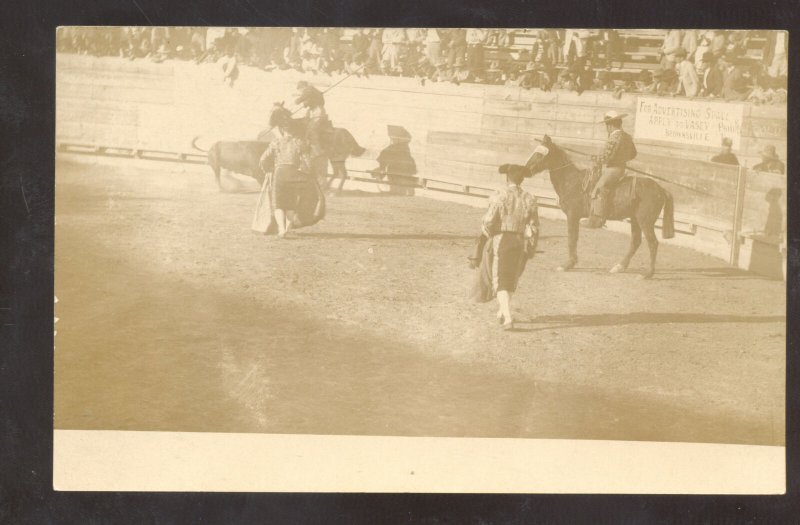 RPPC MATAMOROS MEXICO BULL FIGHT STADIUM HORSES MATADOR REAL PHOTO POSTCARD