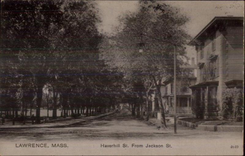 Lawrence MA Haverhil St. From Jackson c1905 Postcard