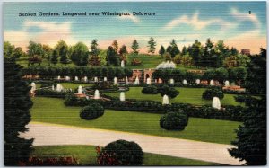 VINTAGE POSTCARD THE SUNKEN GARDENS AT LONGWOOD NEAR WILMINGTON DELAWARE