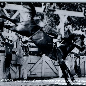 c1950s Shenandoah, IA RPPC Sidney Rodeo Horse Cowboy Postcard Jack Benjamin A104