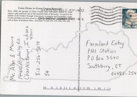 Greetings from Grant County, Kentucky Continental Chrome Postcard
