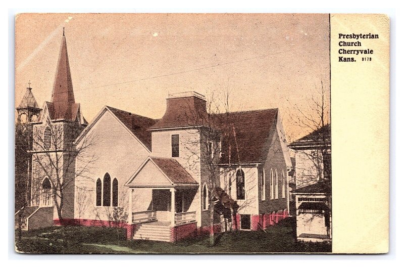 Presbyterian Church Cherryvale Kans. Kansas Postcard