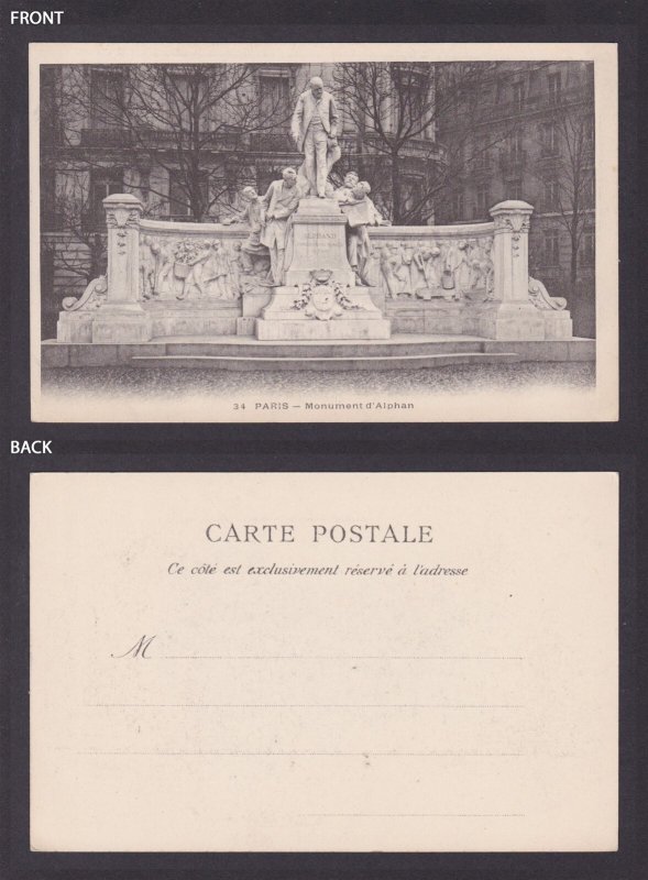 FRANCE, Postcard, Paris, Monument d'Alphan