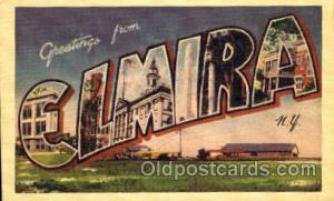 Greetings From Elmira, New York, USA Large Letter Town Unused light paper scr...