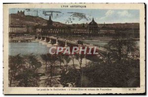 Old Postcard Lyon Guillotiere Bridge L & # 39Hotel God and hill Fourviere