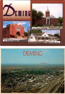 2~4X6 Postcards  DEMING, NM New Mexico  HISTORIC BUILDINGS & BIRD'S EYE VIEW