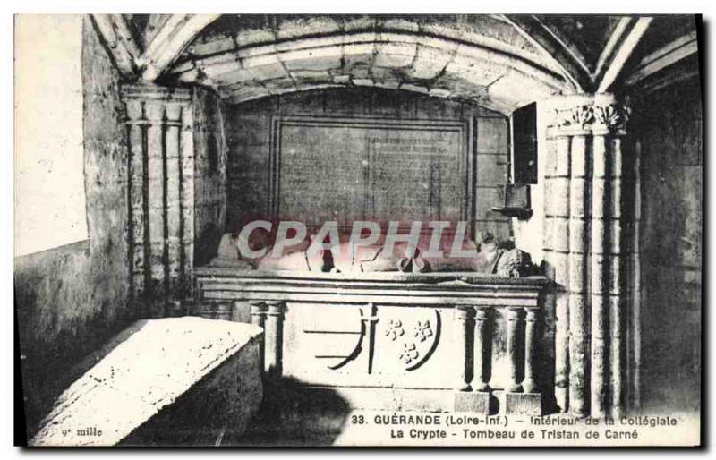 Postcard Old Guerande Interior of the Collegiate The crypt tomb of Tristan Carne