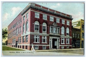 1909 Y.M.C.A Building Exterior Store Jackson Michigan Vintage Antique Postcard