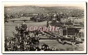 Old Postcard Budapest Dunai Latkep Donauansicht View of the Danube View of th...