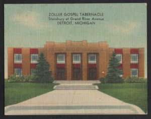 Michigan DETROIT Zoller Gospel Tabernacle Stansbury Ave Advertising Card ~ Linen