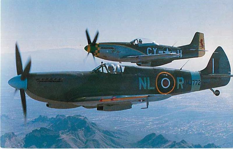 British Submarine Spitfire and a North American P-51 Mustang