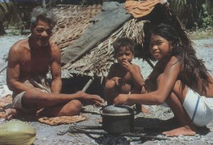 Kiribati Family Gathering Tent Barbeque China Taiwan Rare Postcard