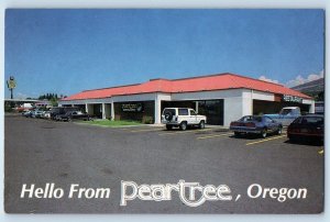 c1960 Medford Oregon OR Vintage Postcard Hello From Peartree Truck Auto Center