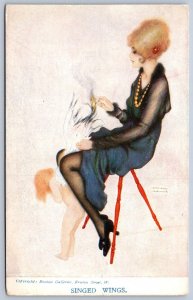 DS1/ Raphael Kirchner Art Nouveau Artist Signed Postcard c1905 Singed Wings 12