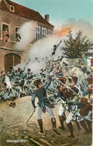 Vintage Postcard Depicting Battle of Waterloo 1815 Attack on Farm Of Hougoumont