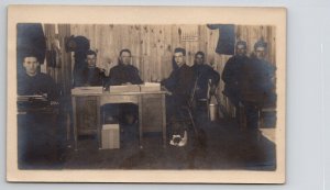 RPPC Soldiers Desk Duty c1920 Real Photo Postcard J23