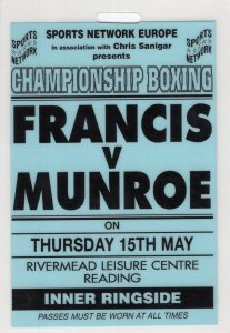 Francis Vs Munroe Reading Rivermead Leisure Centre Boxing Press Pass