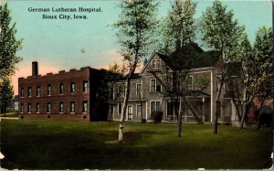 German Lutheran Hospital, Sioux City IA Vintage Postcard B68