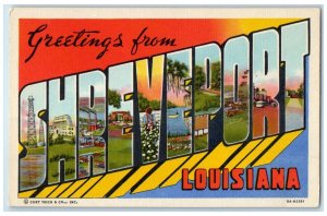 c1940's Large Letter Greetings From Shreveport Louisiana LA Unposted Postcard