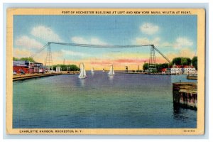1944 Charlotte Harbor Building Naval Militia Rochester New York NY Postcard