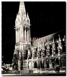 Old Postcard Caen L Eglise Saint Pierre iluminee