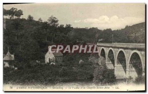 Old Postcard L Orne Grimbosq Picturesque Viaduct and the Chapel of St. Anne