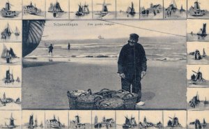 Netherlands Scheveningen Goede Vangst Vintage Postcard 07.57