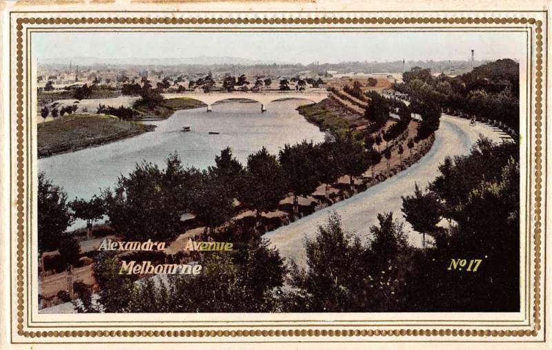 Melbourne Australia Alexandra Ave Bridge Birdseye View Antique Postcard K16559