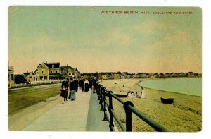 MA - Winthrop Beach. The Boulevard & Beach