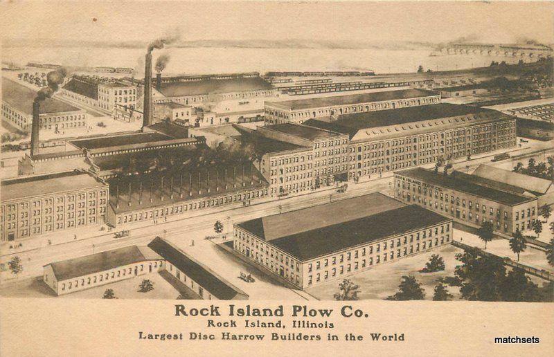 Aerial View1907 Factory Industry Rock Island Plow Illinois postcard 9624