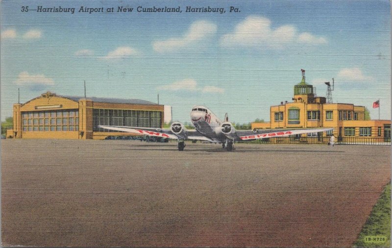 Postcard Harrisburg Airport New Cumberland  Harrisburg PA