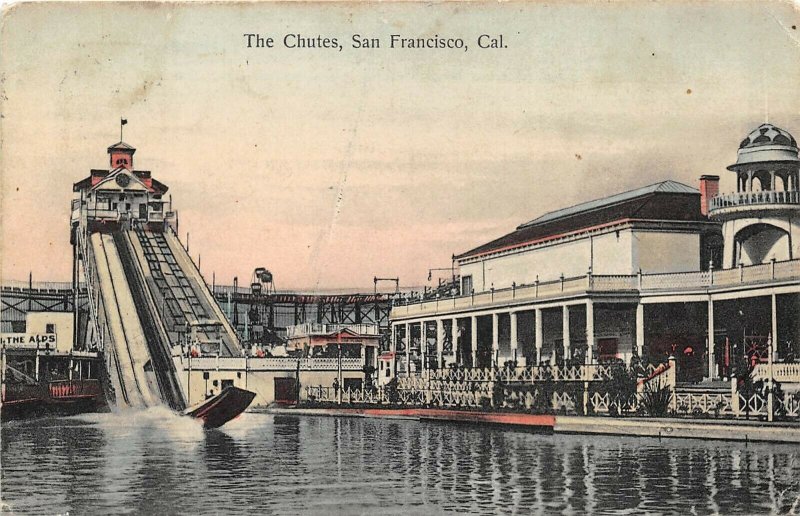 San Francisco California 1908 Postcard Amusement Park The Chutes