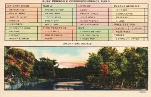 Vintage Postcard Busy Persons Correspondence Card Sunset Quiet Lake Trees Nature