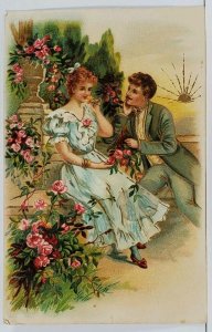 Romance Beautiful Courting Scene Embossed Gilded 1908 Postcard L10