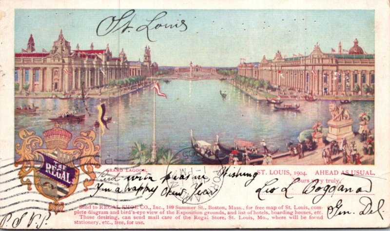 Missouri St Louis 1904 World's Fair Grand Lagoon 1904 Regal Shoe Adverti...