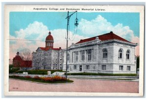 Rock Island Illinois Postcard Augustana Coollege Denkmann Memorial Library c1920