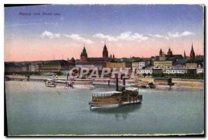 Old Postcard Mainz vom Rhein aus Boat