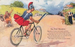 THE FIRST MARATHON-BATTLE WAS FOUGHT & WON~1910 CORBIN BICYCLE BRAKE POSTCARD