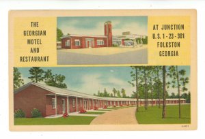 GA - Folkston. The Georgian Motel, Restaurant &  Gas Station ca 1953 (crease) 