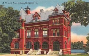 ABINGDON, VA Virginia   POST OFFICE  Washington County   c1940's Linen Postcard