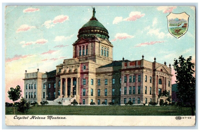 1908 View Of Capitol Building Helena Moline Montana MT Posted Antique Postcard