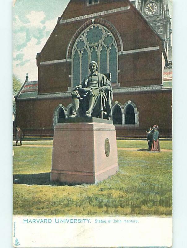 Unused Pre-1907 JOHN HARVARD STATUE AT UNIVERSITY Boston Massachusetts MA t3438